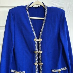 St. John Royal Blue Blazer with Gold Detailing